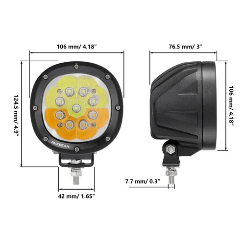 AUXBEAM 2X 4" LED Barra de luces de trabajo Lámparas antiniebla de conducción para Jeep Wrangler JK TJ CJ YJ - Imagen 10 de 12