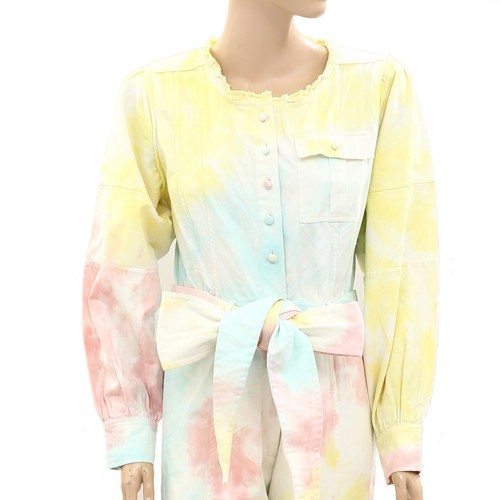 269867 LoveShackFancy Paca Mono Vestido Tie-Dye Algodón Bolsillo Cremallera S-4 - Imagen 4 de 7