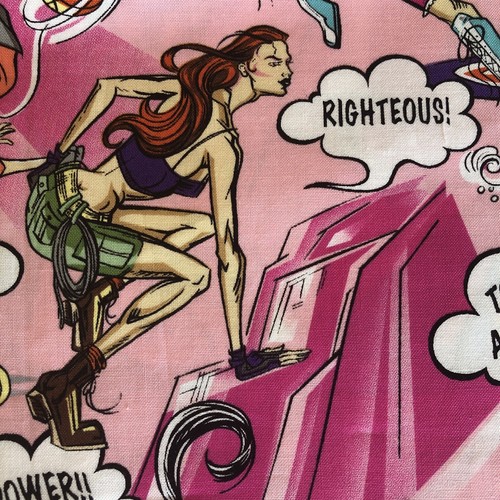 Girl Power Awesome Rock & Roll ADULT CARTOON 2/3 yard x 43" HTF FABRIC Graphic - Picture 2 of 8