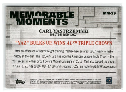 Topps Baseball 2017 (insertos de momentos memorables) - Elige una tarjeta - descuento múltiple - Imagen 19 de 27