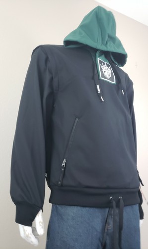 Technine Hoody Removable Sleeves Black/Green Size S Mens - Picture 2 of 11
