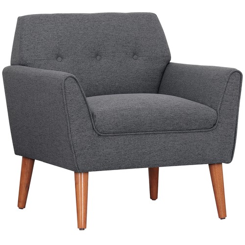 Mid-Century Modern Fabric Accent Chair Upholstered Tufted Button Bedroom Chairs - Picture 23 of 25