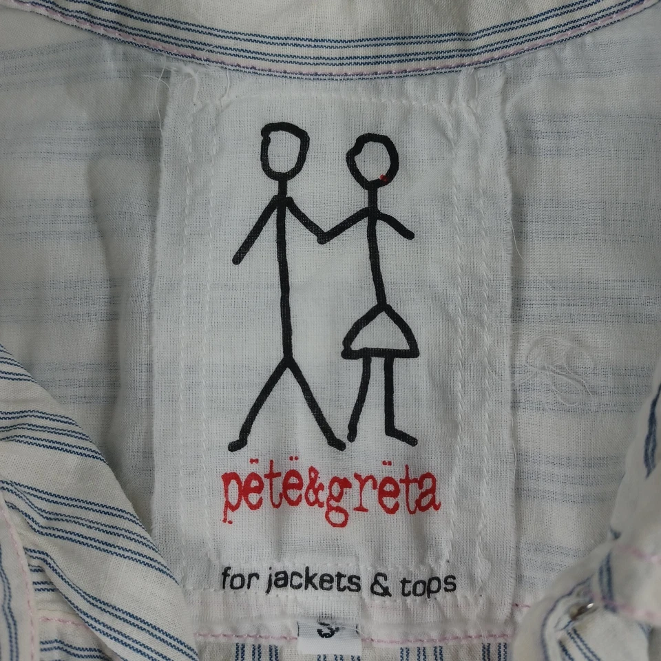 Top Johnny Was Pete Greta Mujer Pequeño Azul Rayas Perla Algodón a Presión Western Foto 4 de 4