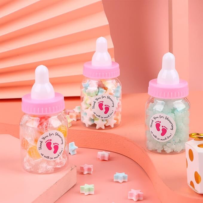 12 24 Fillable Bottles Baby Shower Favors Plain Pink Party Decorations Girl  Boy