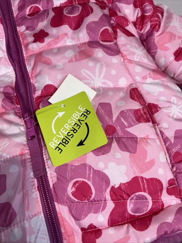 NWT Girls 2T Months Falls Creek REVERSIBLE Coat Jacket Flower Faux Fur - Picture 2 of 5