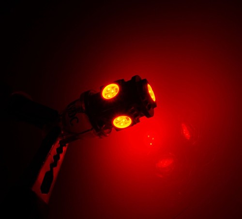 192 194 W5W 168 Xenon Brand New 2 Pcs Red T10 5-SMD Wedge 5050 LED Light Bulbs - Picture 3 of 3