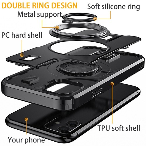 Funda resistente para iPhone 11 anillo duro soporte a prueba de golpes cubierta protector de pantalla - Imagen 4 de 32
