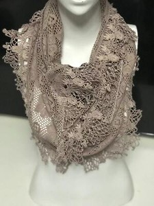 Women-wrap-scarf-shawl-Cotton-Crochet-Lace-triangle-Purple-Khaki-Purple