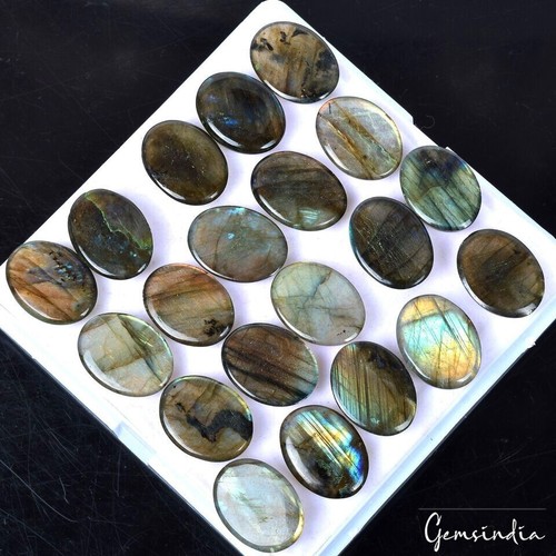 268.30 Ct/20 Pcs Natural Labradorite 20x15mm Oval Cabochon Loose Untreated Gems - Picture 5 of 7