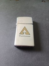 Vintage 1976 Zippo WEYERHAEUSER Brushed Chrome Advertising Lighter
