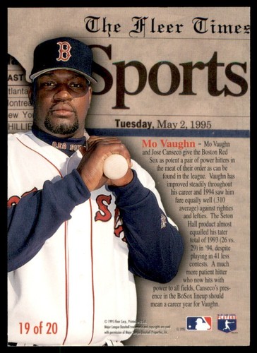 1995 Fleer Update #19 Monate Vaughn Headliner - Bild 2 von 2