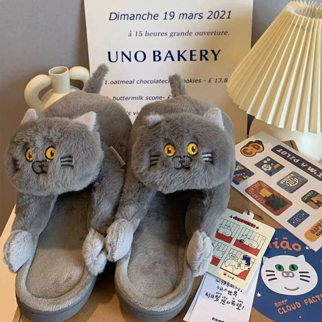 Hugging Cat Slippers Climbing Kawaii Kawaii Anime Plush Novelty Pet Fur Winter Hugging Cat Slippers Climbing Kawaii Kawaii Anime Plush Novelty Pet Fur Winter