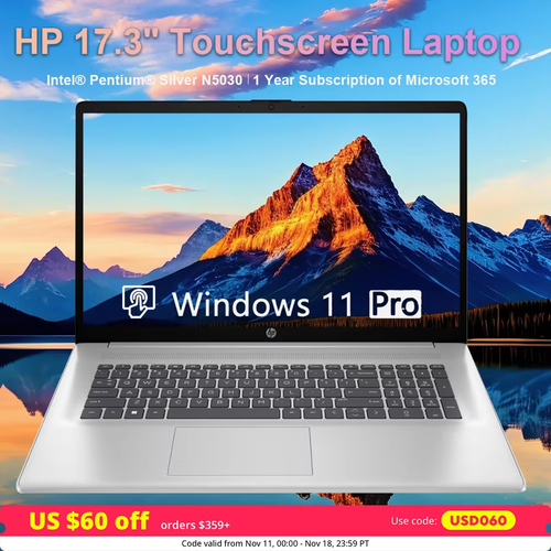 HP 17.3" 2024 Touchscreen Laptop, Pentium N5030, 32GB RAM, 2TB SSD, Win 11 Pro - Picture 9 of 21
