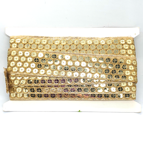 55mm lentejuela oro hoja bordada cinta aplique motivo recorte decoración - Imagen 1 de 2