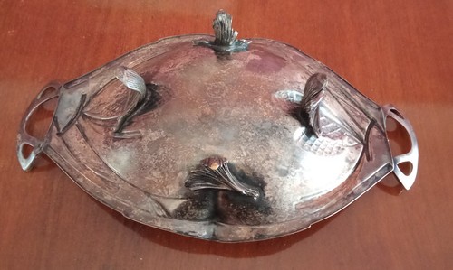Dupper&Bernhold Esslingen Jugendstil Schale aus Messing versilbert um 1900 - Bild 5 von 18