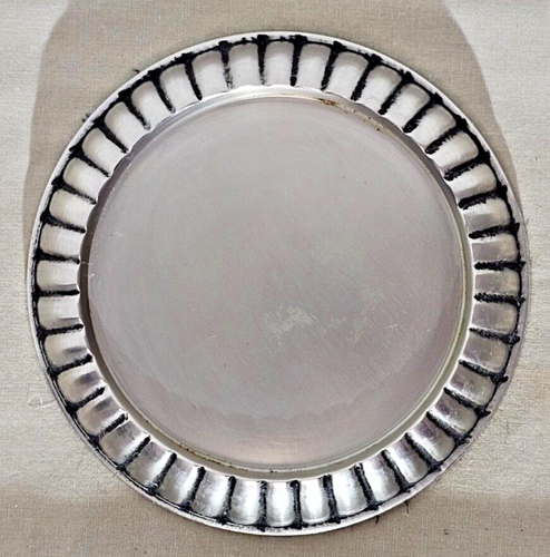 Gray Pewter Round 3" Candle Trinket Display Stand Black Felt Bottom - Picture 3 of 7