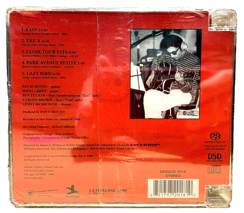 MFSL SACD UDSACD-2018: Pat Martino – East! - 2006 USA SEALED - 第 2/3 張圖片