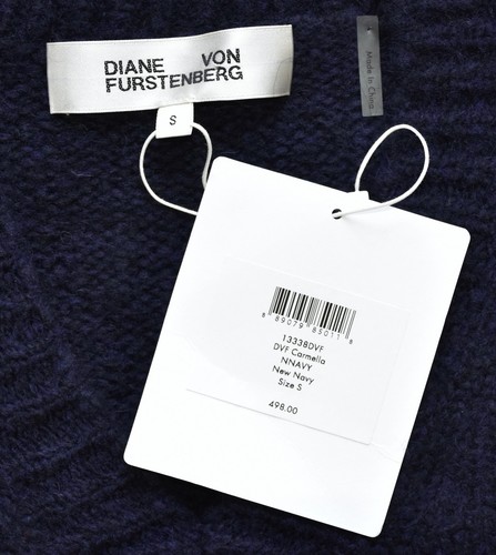 DIANE VON FURSTENBERG NWT $498 CARMELLA MERINO WOOL/ALPACA NAVY SWEATER. SIZE S - Picture 8 of 9