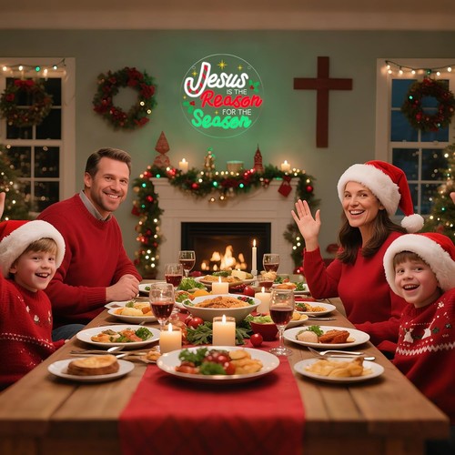 Jesus ist der Grund für die Jahreszeit Leuchtreklame Weihnachten christlich  - Bild 6 von 6