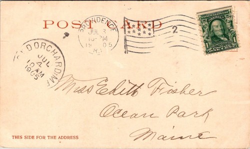 Postcard Exchange Place Providence Rhode Island RI Posted 1905 - Picture 2 of 2