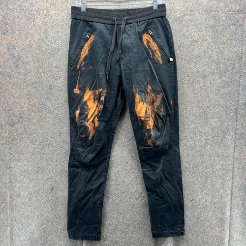 Kith Classics Pantalone Uomo Piccolo Nero Misto Cotone Joggers Candeggina Macchia Streetwear - Foto 1 di 11