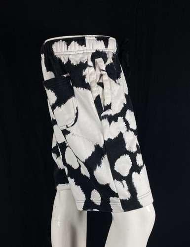 NIKE French Terry Jersey White & Black Cow Print Shorts, A Grade, Men's Size L - Picture 7 of 11