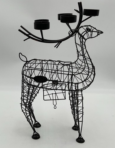 Metalldraht Rentier Windlicht/Teelicht Kerzenhalter 15,5" - Bild 7 von 10