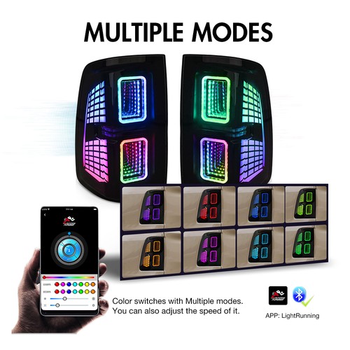 Pair RGB Tail Lights APP For Dodge Ram 1500 2500 2009-2018 Sequential Rear Lamp - Bild 6 von 16