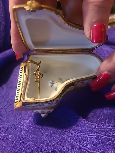 Vintage Limoges France Peint Main Grand Piano Trinket Music Box Collection - Picture 9 of 11