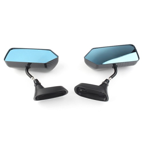 Soporte de metal para espejo retrovisor azul universal de fibra de carbono estilo F1 de 2 piezas - Imagen 8 de 12