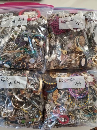 Lot 44 Misc Jewelry Vtg Costume Wearable Repairable Craft Mixed Materials 20 lbs
