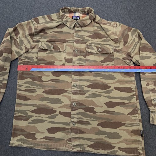 Patagonia Fjord Flanellhemd Herren Large braun Camouflage Knopfleiste Taschen 100% Baumwolle - Bild 5 von 11