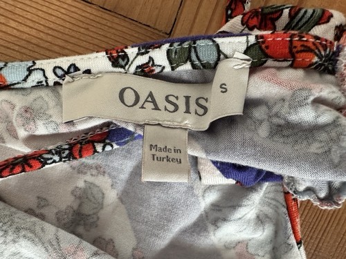OASIS Ladies Dress Hankerchief Hem - Size Small - Floral Halterneck - EX CON - Picture 3 of 4