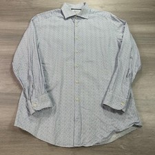 Charles Tyrwhitt Shirt Mens 16/33 White Blue Micro Print Extra Slim Fit Cotton