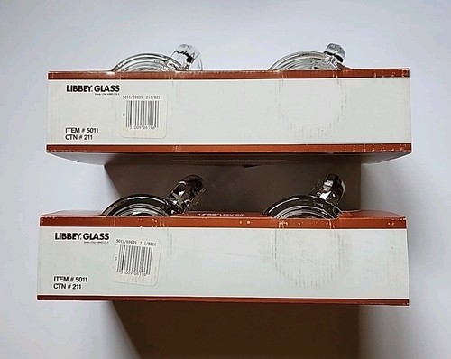 Vtg Libbey Glass 2 Beer Mugs 15 oz White Tail Deer Wildlife NOS Nature Woods - Picture 11 of 11