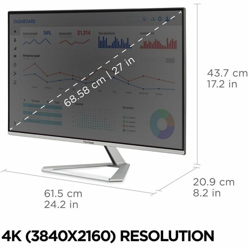 ViewSonic VX2776-4K-MHDU 27 Inch 4K IPS Monitor with Ultra HD Resolution, 65W US - Picture 7 of 12