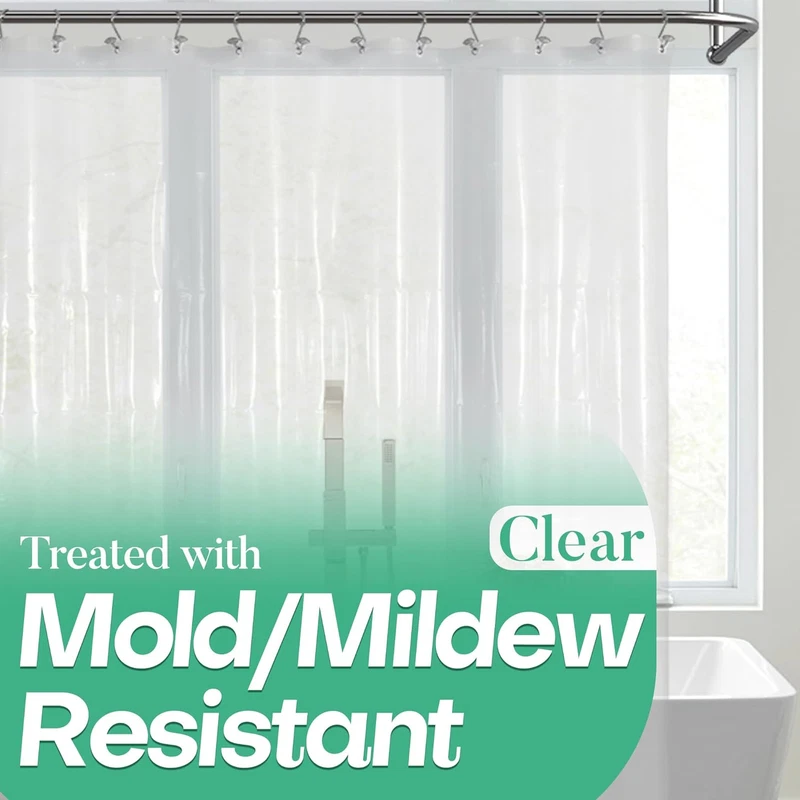 Clear Shower Curtain Liner with 3 Magnets, 72X72 Premium Flexible Sturdy Plastic