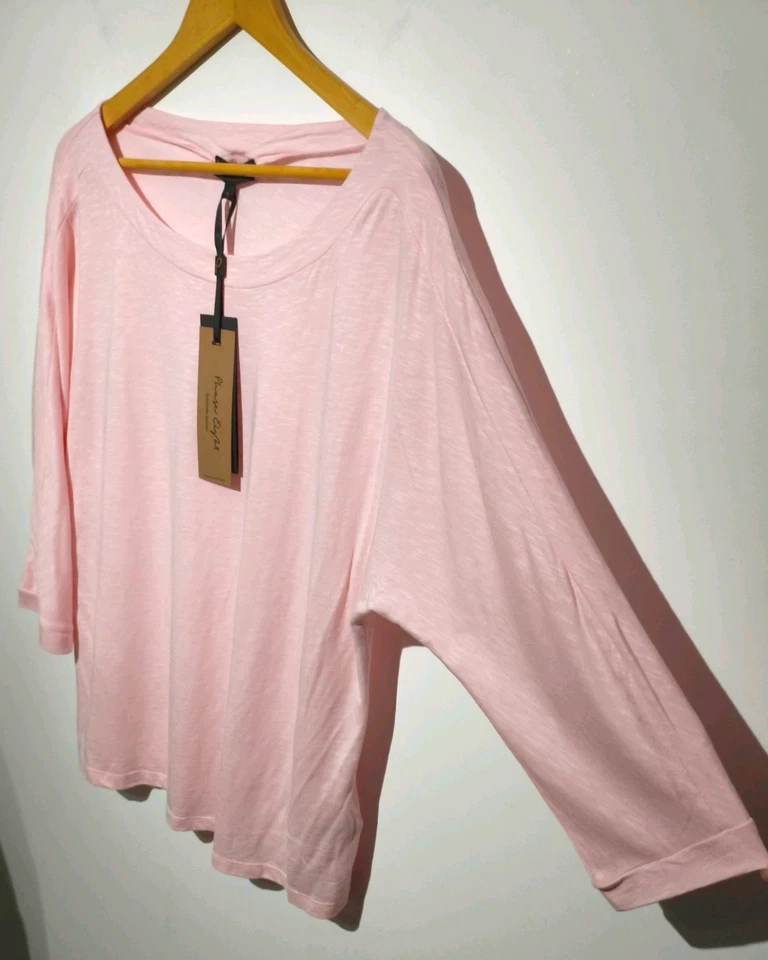 Phase Eight UK 16 Belle Scoop Neck TopPale Pink 3/4 Sleeve Cotton Blend NWT - Image 3 of 4