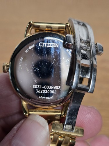 E031 CITIZEN ECO-DRIVE Women's Classic Coin Edge Gold Tone Black Numerals Watch - Picture 12 of 13