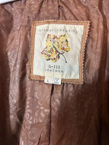 Vintage G-III Global Identity Tan Genuine Leather Duster Coat Made in Korea L - Picture 10 of 13