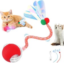 Interactive Toy Balls 2025 Upgraded, Automatic Cat Ball with Elastic Mesh Tail