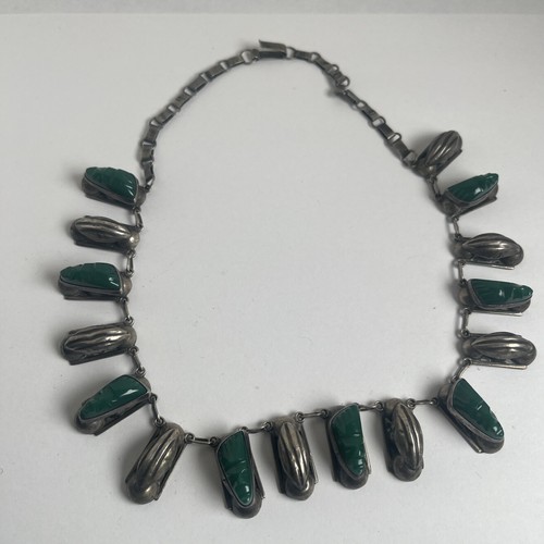 Collar Mexicano Vintage Plata y Ónix Verde - Imagen 1 de 11
