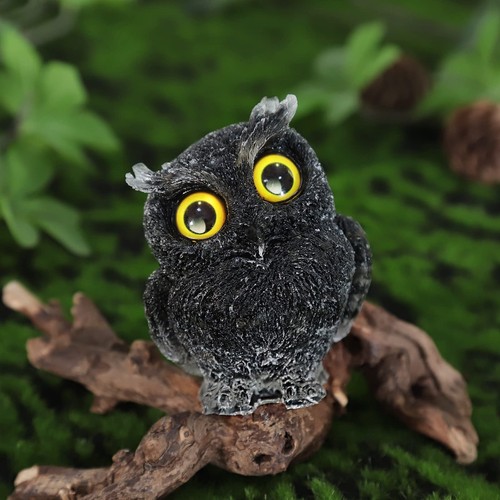 Set of 2 Mini Black Obsidian Crystal Organite Owl Figurine Ornaments, Decorat... - Bild 2 von 7