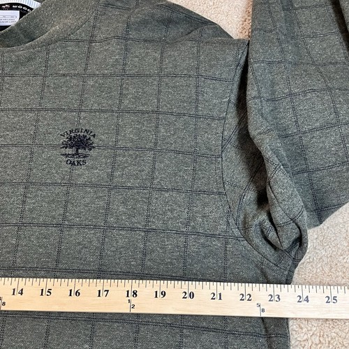 TIGER WOODS Mens XL Long Sleeve Mock Neck Olive Windowpane Sweater Virginia Oaks - Picture 8 of 11