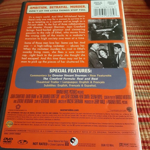 The Damned Don't Cry (DVD 1950) Joan Crawford David Brian Tested & Plays Well - Picture 2 of 6