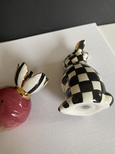 MacKenzie Childs Courtly Check Bunny Rettich Salz & Pfefferstreuer NEU - Bild 5 von 12