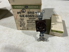 6x GE GE4069-1 Single Posi-Ground Receptacle Brown 15A 250V 6-15R 2-Pole, NOS