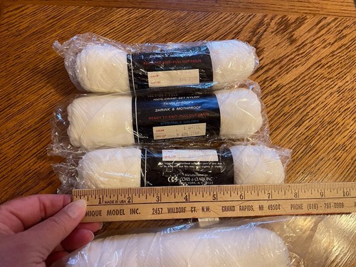 Coats & Clark Red Heart Nylon 1oz 3ply Yarn 4 Skeins White Vintage 3 new 1 open  - Picture 10 of 14