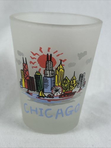 Chicago Illinois Shot Glass City Landscape Frosted Souvenir - Picture 3 of 6