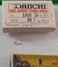 48 DAIICHI Size 20 #1310 Hooks wide Gap Down Eye Dry Fly Tying Hooks #2